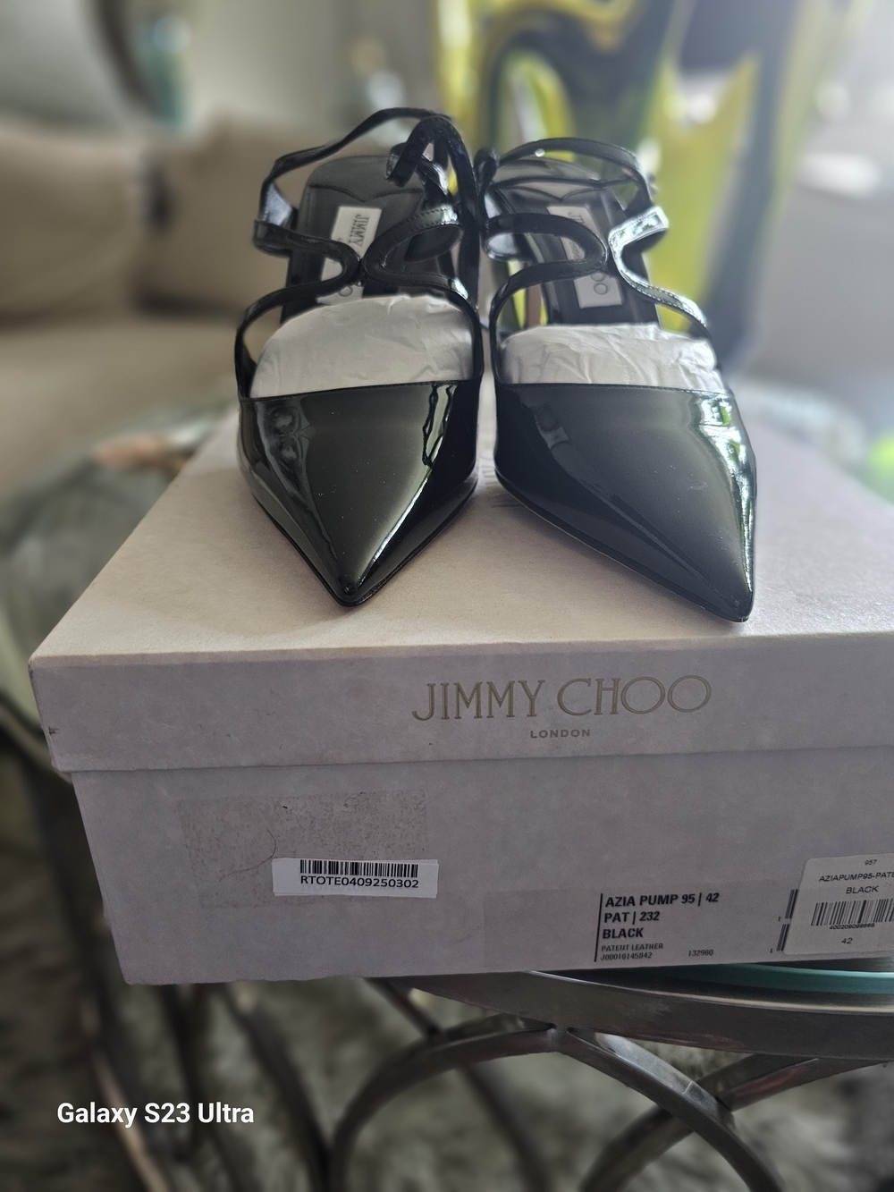 Jimmy Choo Black Patent Pointed-Toe Strappy Pumps
